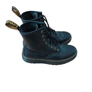 Dr. Martens Zavala Black Leather Lace Up Combat Boots Women's Size 6 Men's 5